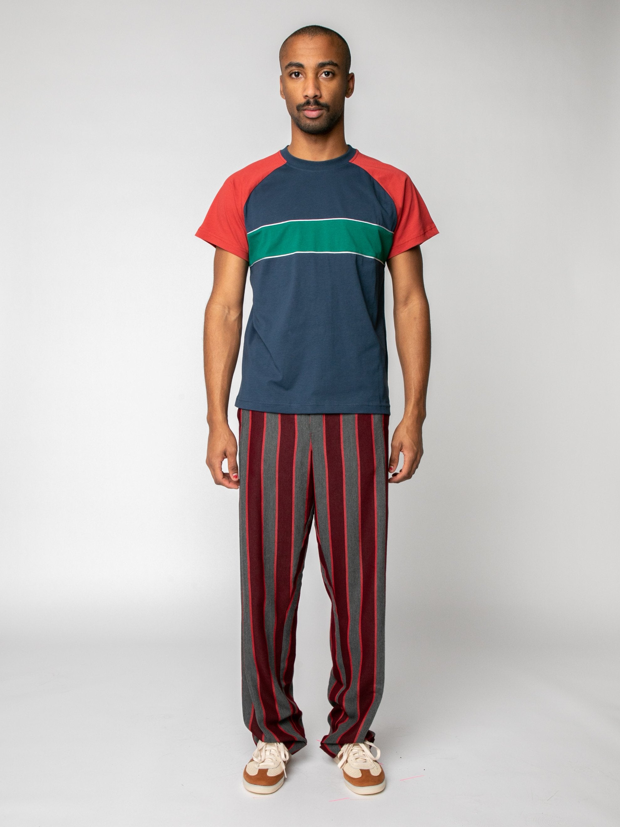 Navy/Ruby/Emerald George Panelled T-Shirt 3