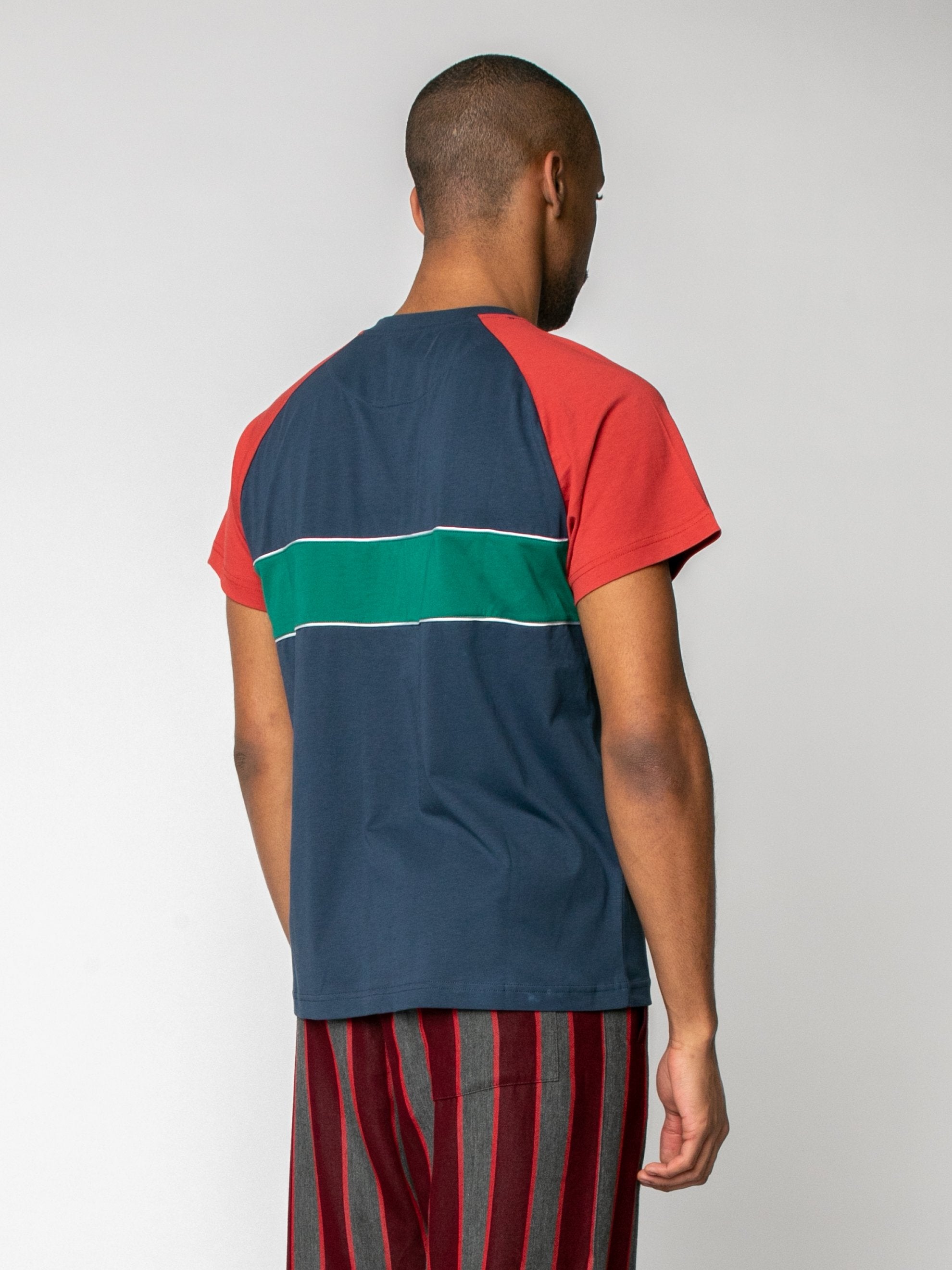 Navy/Ruby/Emerald George Panelled T-Shirt 5