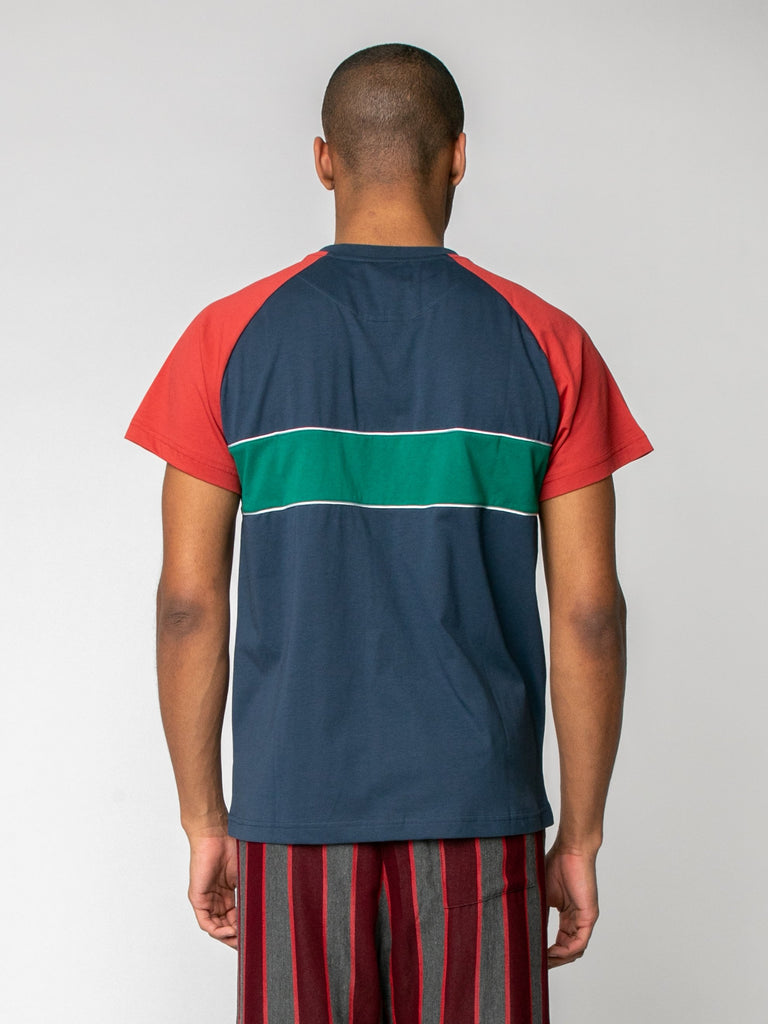 Navy/Ruby/Emerald George Panelled T-Shirt 615974148210765