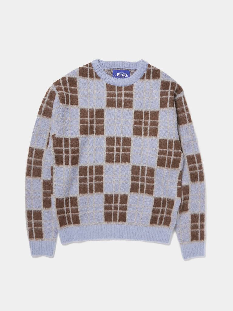 CHECKERED MOHAIR SWEATER (Blue)