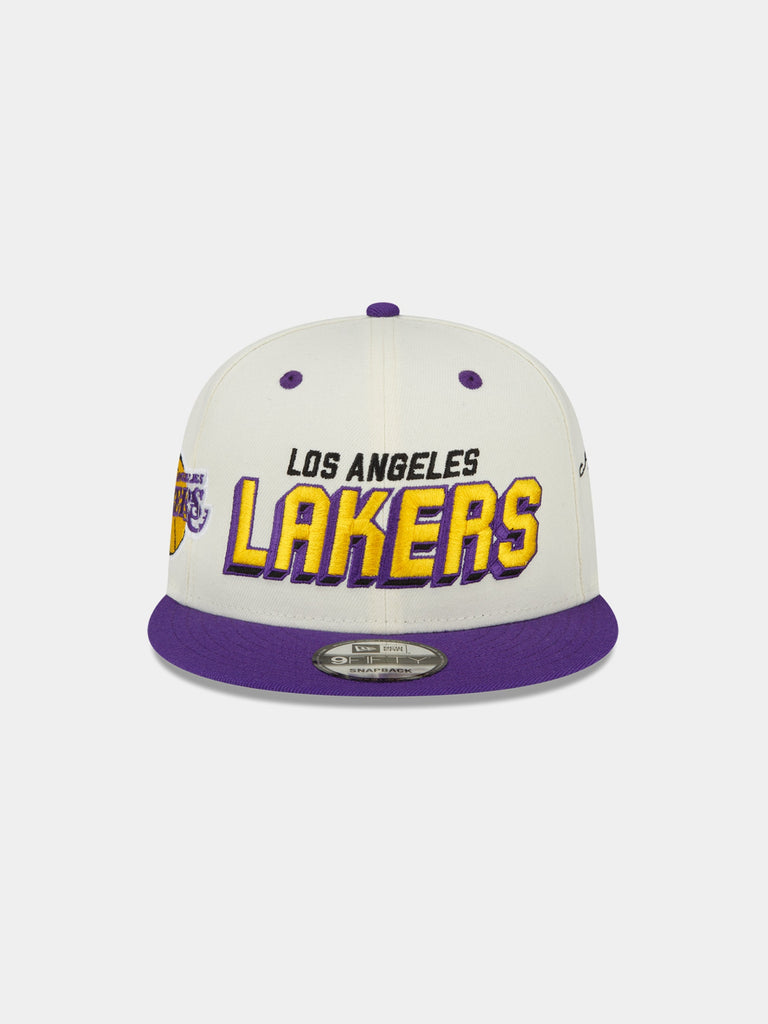Los Angeles Lakers Mitchell & Ness Half and Half Snapback Hat - Purple/Gold