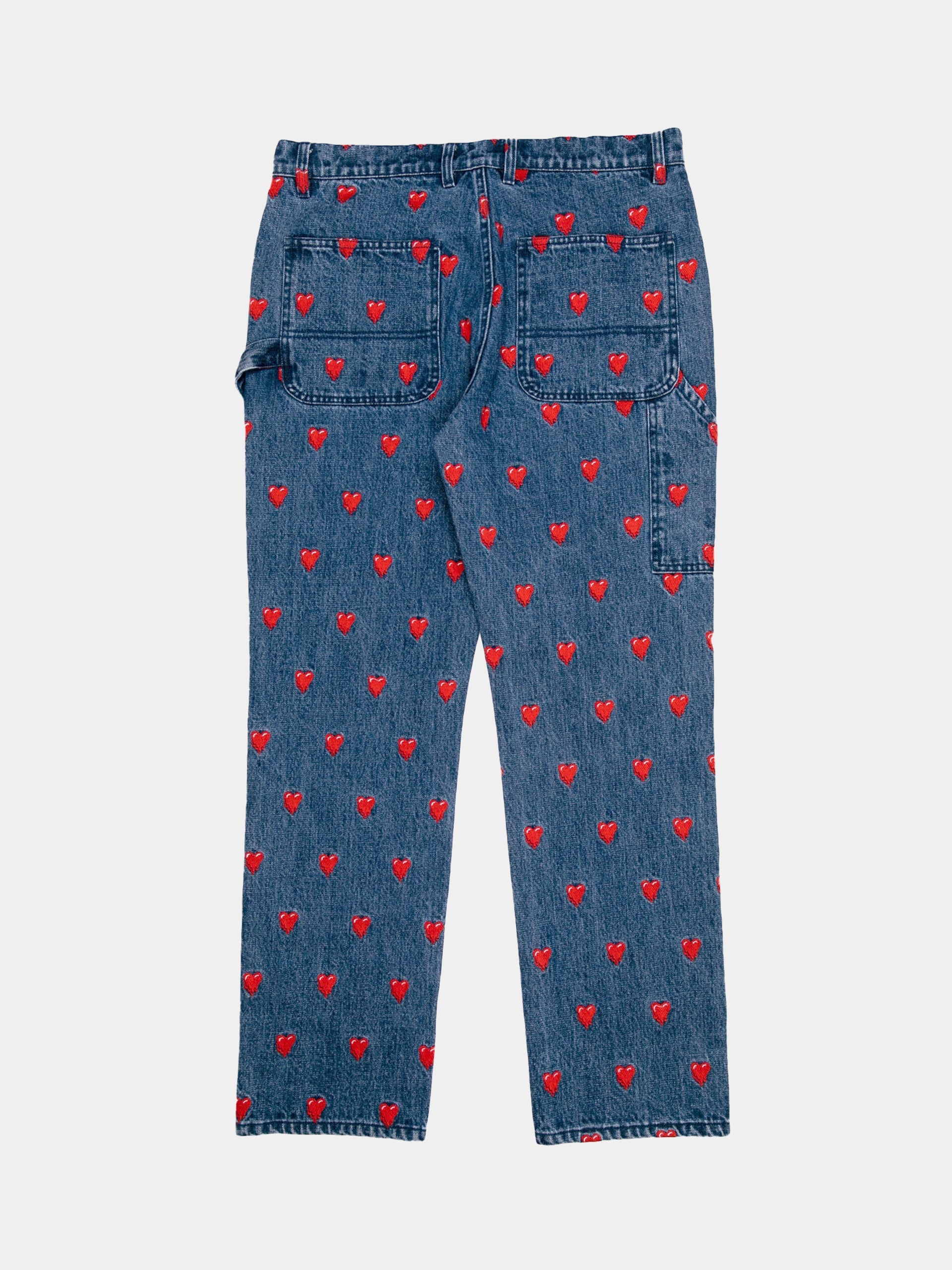EU LOGO PATTERN DENIM PANTS