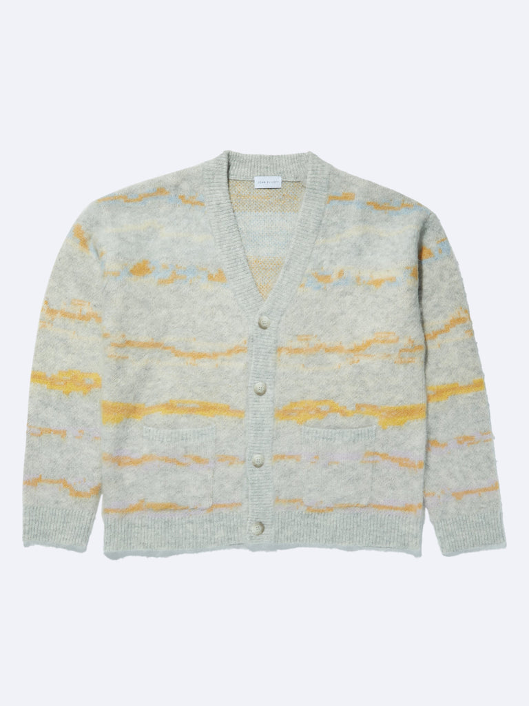 Mohair Jacquard Cardigan (Lt Grey X Yellow)