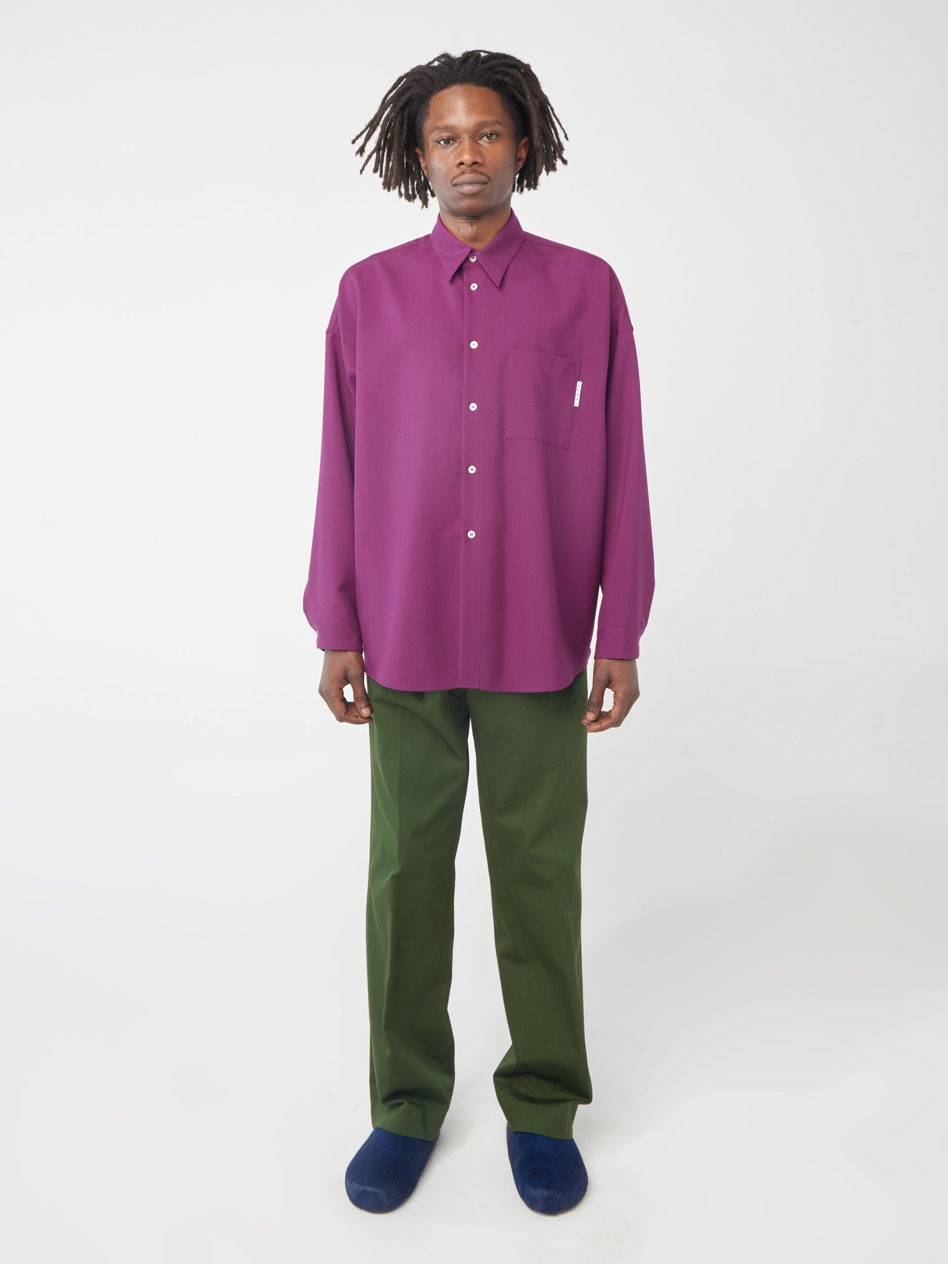 Tropical Wool Long-sleeved shirt (Dry Rose)