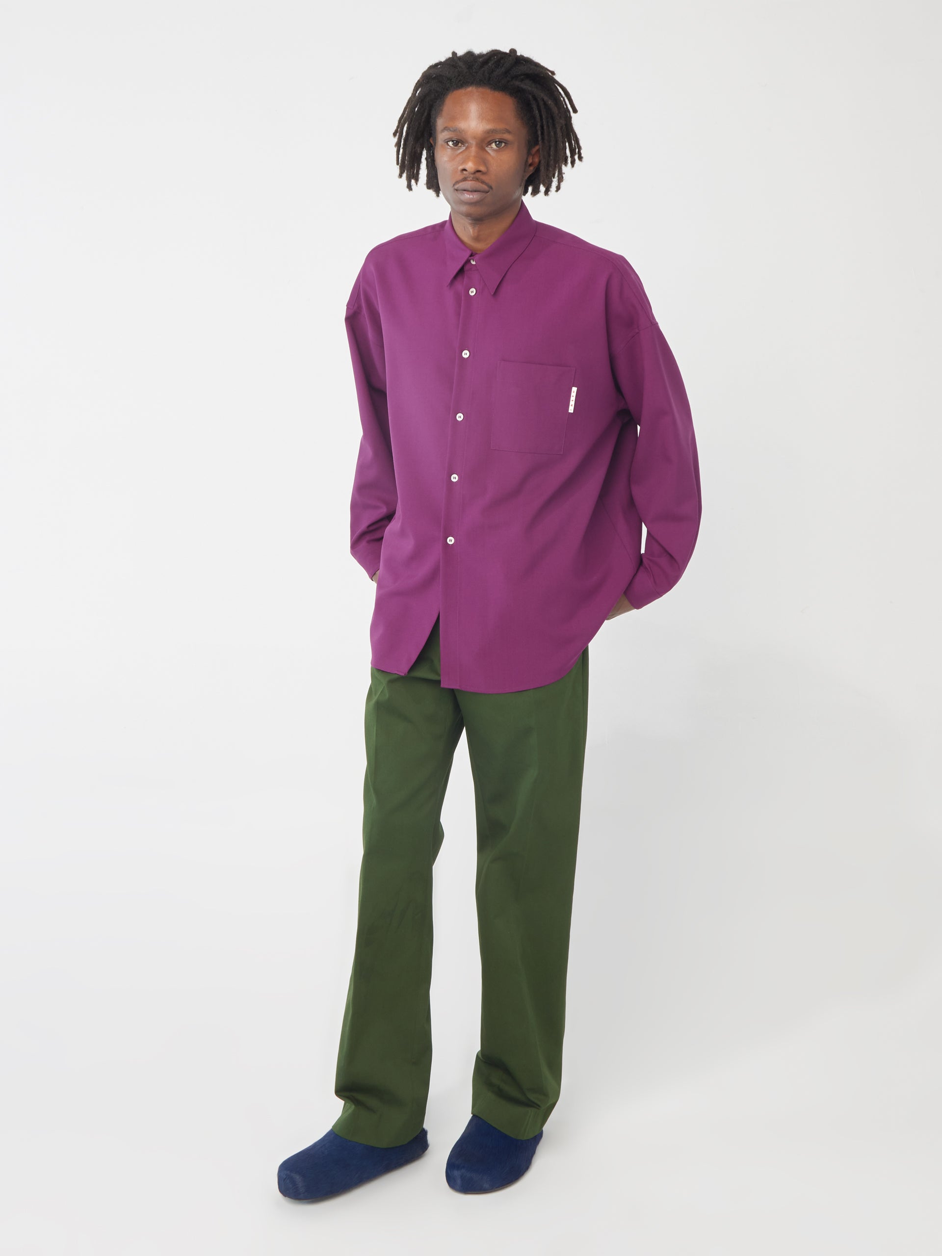 Tropical Wool Long-sleeved shirt (Dry Rose)