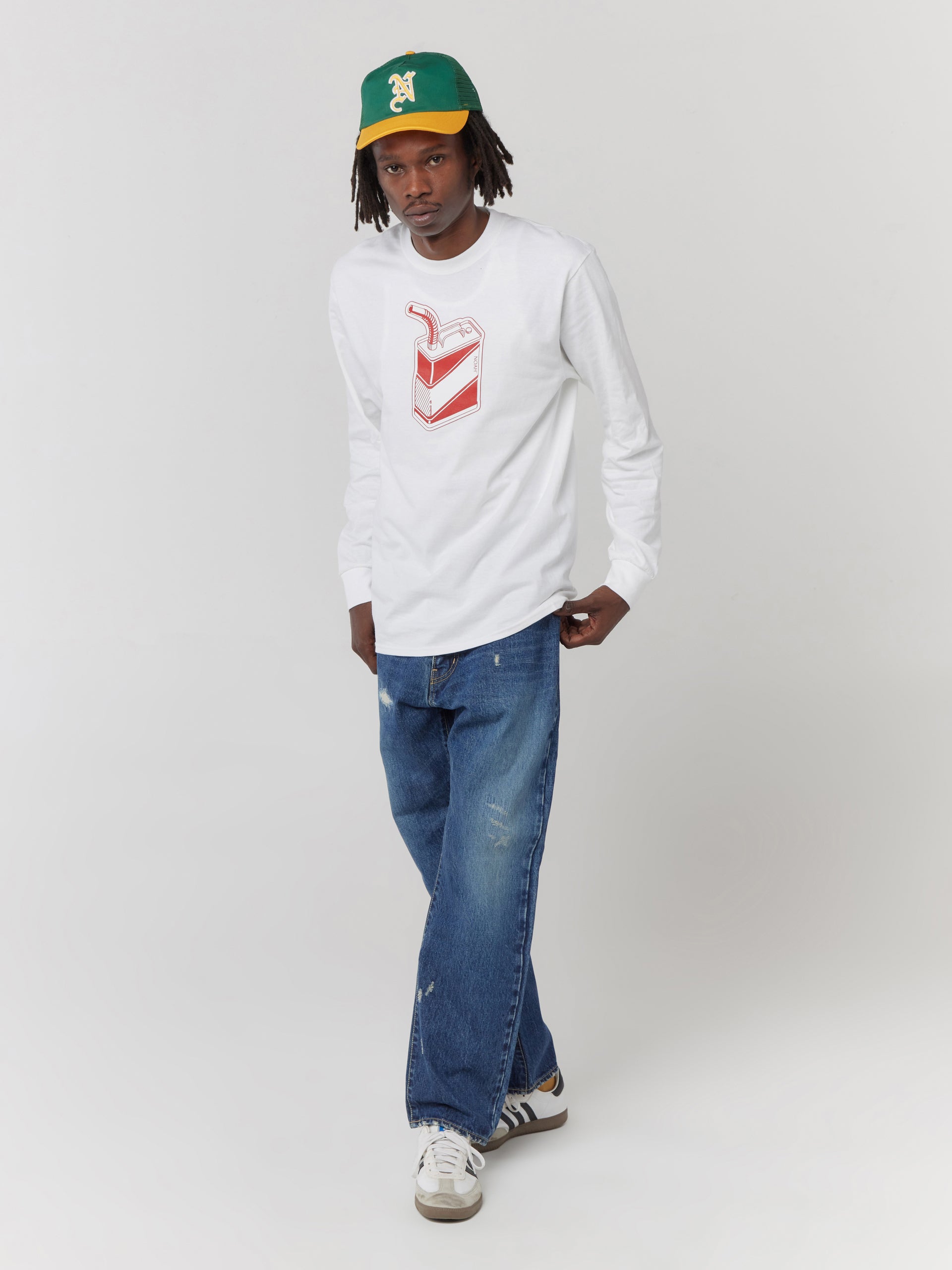 Gas Can Long Sleeve Tee (White)