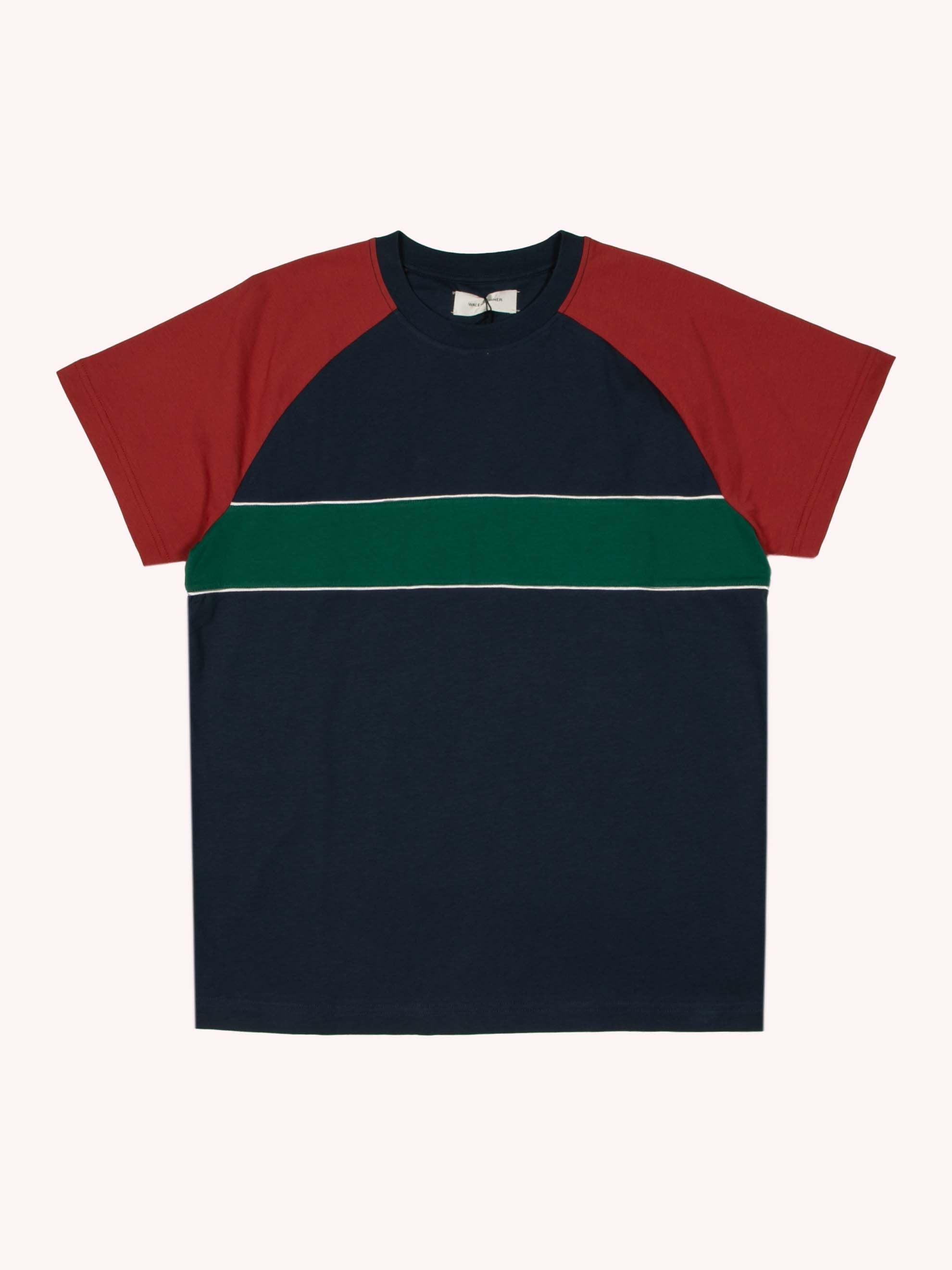 Navy/Ruby/Emerald George Panelled T-Shirt 1